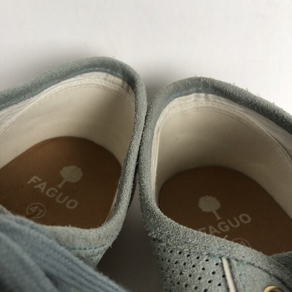 FAGUO Suede Perforated Sneaker Men's 8 / 40 Birch Blue Leather Lace Up Comfort - Picture 14 of 14